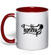 Mug with a colored handle Hockey lettering red фото