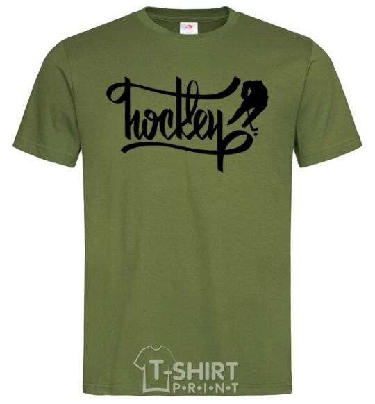 Men's T-Shirt Hockey lettering millennial-khaki фото