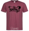Men's T-Shirt Hockey lettering burgundy фото