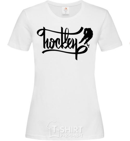 Women's T-shirt Hockey lettering White фото