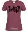 Women's T-shirt Hockey lettering burgundy фото