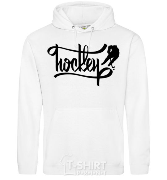 Men`s hoodie Hockey lettering White фото