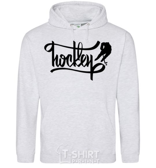 Men`s hoodie Hockey lettering sport-grey фото