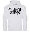 Men`s hoodie Hockey lettering sport-grey фото