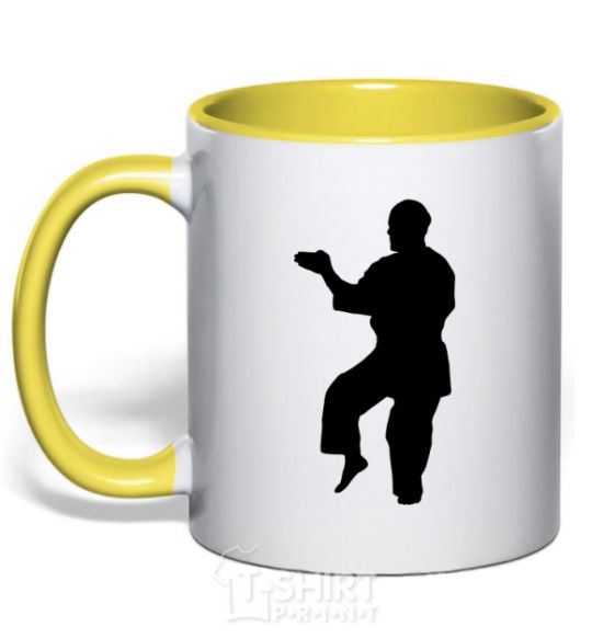 Mug with a colored handle A martial artist yellow фото