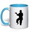 Mug with a colored handle A martial artist sky-blue фото
