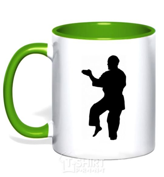 Mug with a colored handle A martial artist kelly-green фото