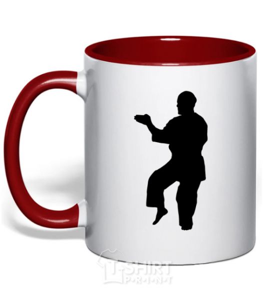 Mug with a colored handle A martial artist red фото