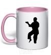 Mug with a colored handle A martial artist light-pink фото