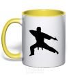 Mug with a colored handle The knife thrower yellow фото