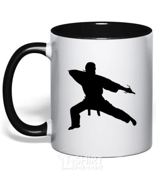 Mug with a colored handle The knife thrower black фото