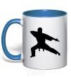 Mug with a colored handle The knife thrower royal-blue фото