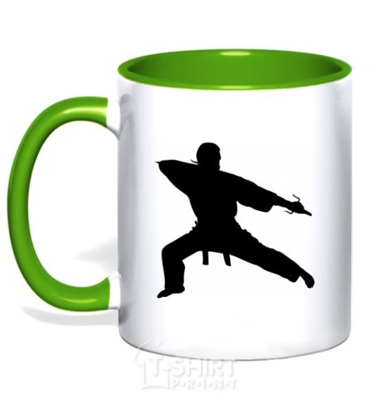 Mug with a colored handle The knife thrower kelly-green фото