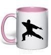 Mug with a colored handle The knife thrower light-pink фото