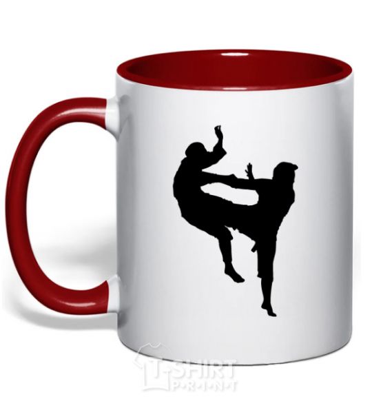 Mug with a colored handle Wrestlers red фото