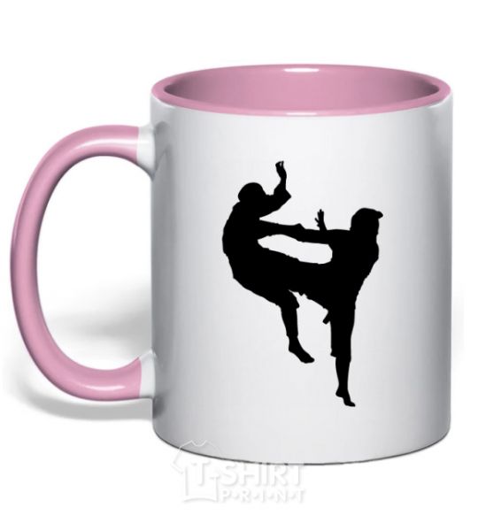 Mug with a colored handle Wrestlers light-pink фото