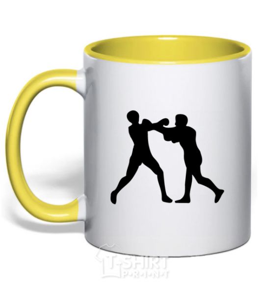 Mug with a colored handle Boxers yellow фото