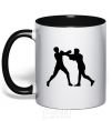 Mug with a colored handle Boxers black фото