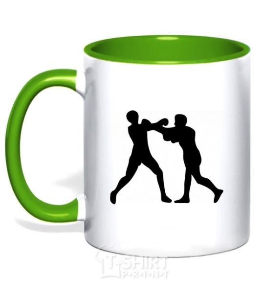 Mug with a colored handle Boxers kelly-green фото