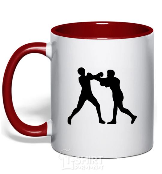 Mug with a colored handle Boxers red фото