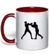 Mug with a colored handle Boxers red фото