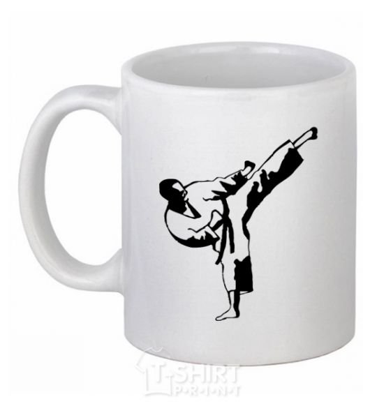 Ceramic mug Taekwondo fighter White фото