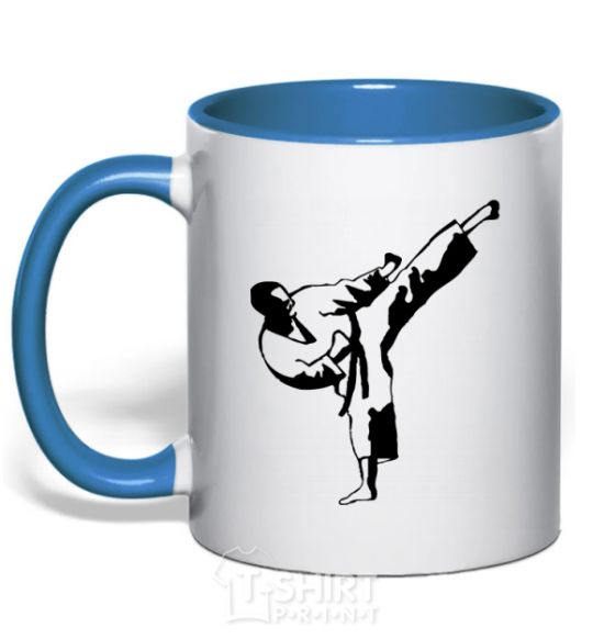 Mug with a colored handle Taekwondo fighter royal-blue фото