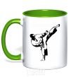 Mug with a colored handle Taekwondo fighter kelly-green фото