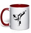 Mug with a colored handle Taekwondo fighter red фото
