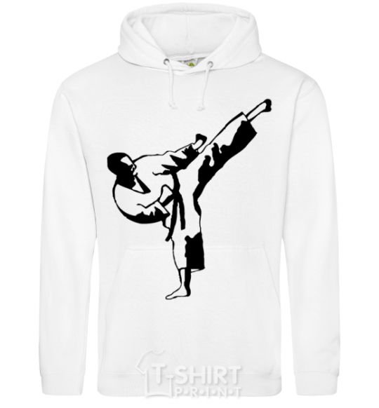 Men`s hoodie Taekwondo fighter White фото