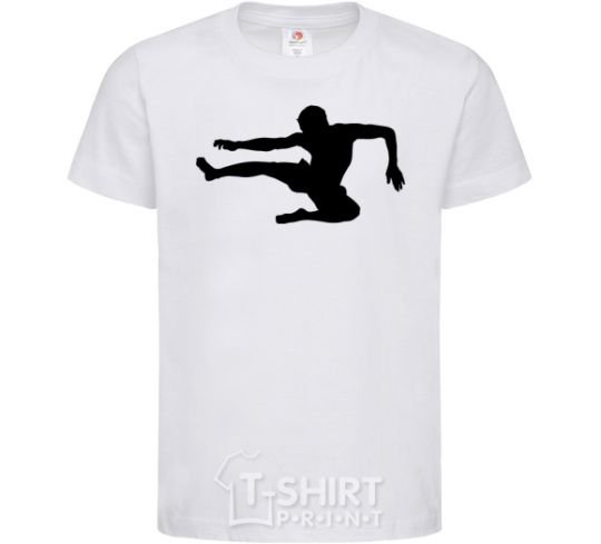 Kids T-shirt A fighter in a jump White фото