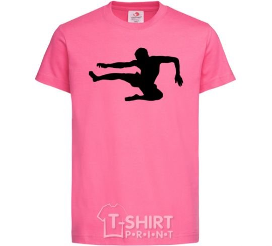 Kids T-shirt A fighter in a jump heliconia фото