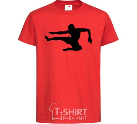 Kids T-shirt A fighter in a jump red фото
