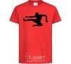 Kids T-shirt A fighter in a jump red фото