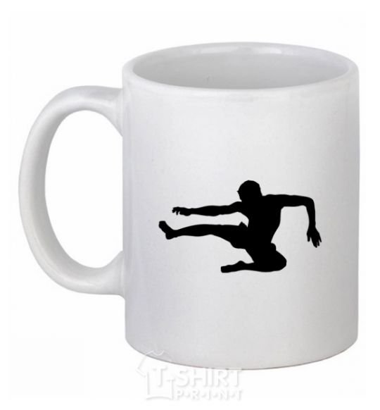 Ceramic mug A fighter in a jump White фото