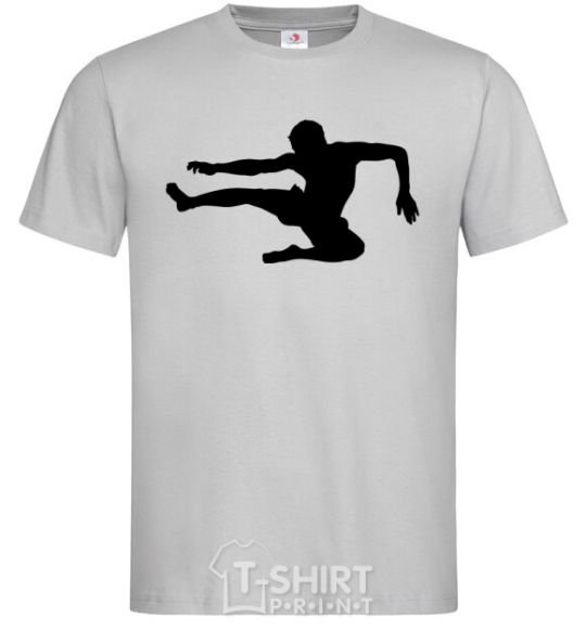 Men's T-Shirt A fighter in a jump grey фото