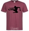 Men's T-Shirt A fighter in a jump burgundy фото