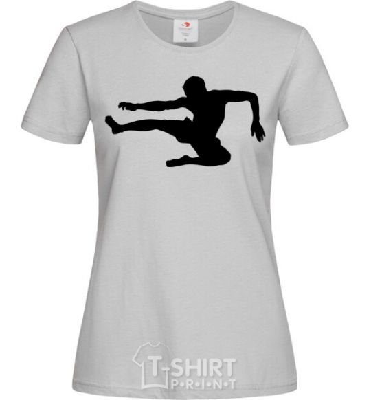 Women's T-shirt A fighter in a jump grey фото