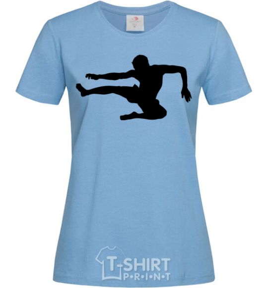Women's T-shirt A fighter in a jump sky-blue фото