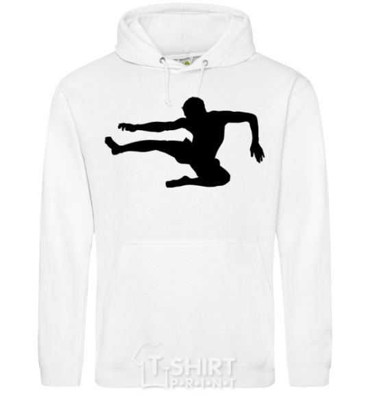 Men`s hoodie A fighter in a jump White фото