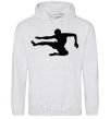 Men`s hoodie A fighter in a jump sport-grey фото