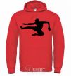 Men`s hoodie A fighter in a jump bright-red фото