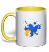 Mug with a colored handle Volleyball ball yellow фото