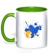 Mug with a colored handle Volleyball ball kelly-green фото