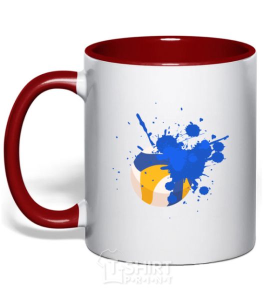 Mug with a colored handle Volleyball ball red фото