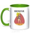 Mug with a colored handle Beach volley girl kelly-green фото