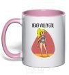 Mug with a colored handle Beach volley girl light-pink фото