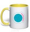 Mug with a colored handle Volleyball yellow фото