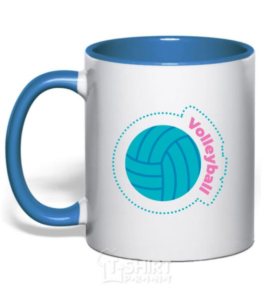 Mug with a colored handle Volleyball royal-blue фото