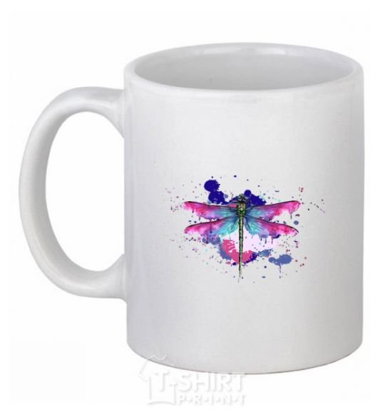 Ceramic mug Dragonfly White фото